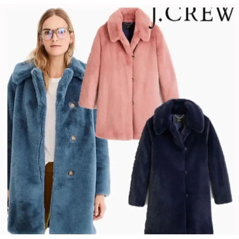 J. Crew Faux Fur Teddy Coat in Blush Rose Size M / Excellent